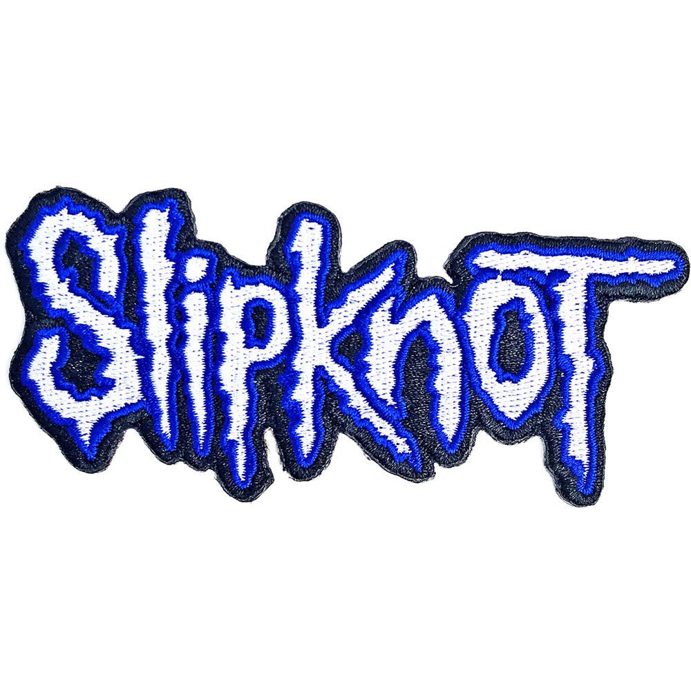 SLIPKNOT STANDARD WOVEN PATCH: CUT - OUT LOGO BLUE BORDER by Rock Off Trade