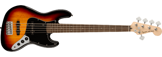 Squier Affinity Series® Jazz Bass® V, Laurel Fingerboard, Black Pickguard, 3-Color Sunburst by Squier