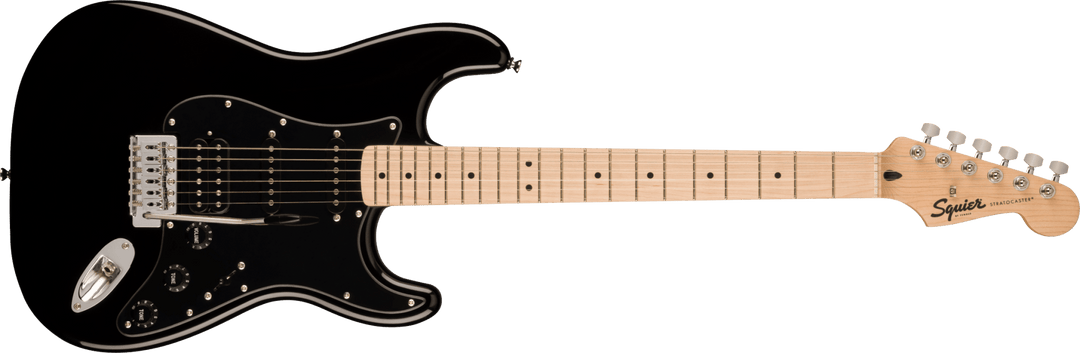 Squier Sonic® Stratocaster® HSS, Maple Fingerboard, Black Pickguard, Black by FMIC