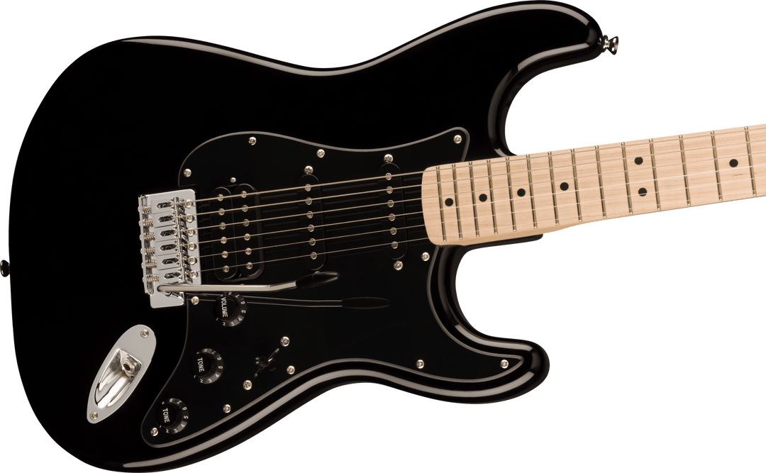 Squier Sonic® Stratocaster® HSS, Maple Fingerboard, Black Pickguard, Black by FMIC