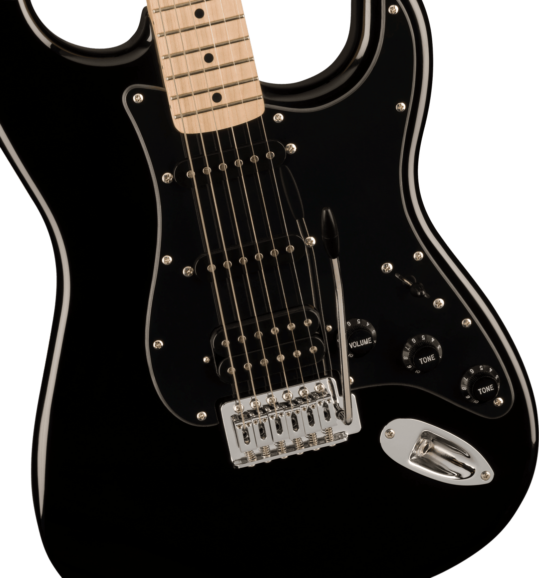 Squier Sonic® Stratocaster® HSS, Maple Fingerboard, Black Pickguard, Black by FMIC