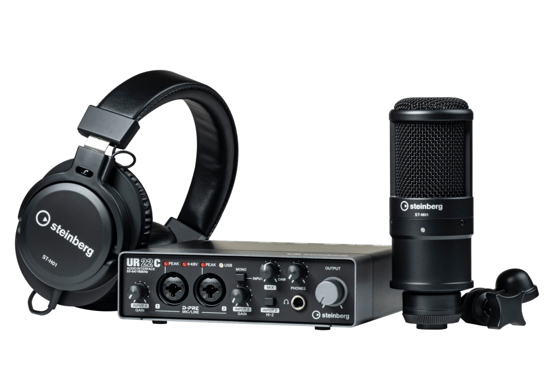 Steinberg UR22C USB Audio Interface, Studio Microphone and Headphones Recording Pack by Yamaha