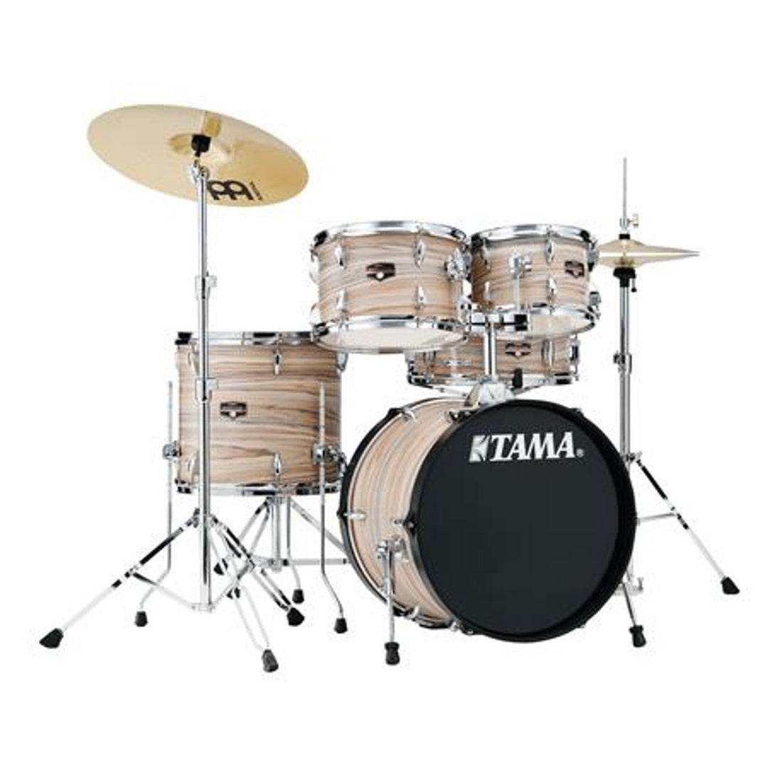 Tama Imperialstar 5 - Piece Drum Kit (22,10,12,16,SD) with Cymbals and Hardware, Zebrawood by Hoshino