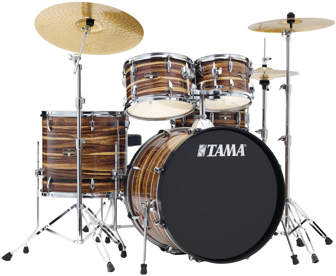 Tama Imperialstar 5 - Piece Drumkit with Hardware and Cymbals, Coffee Teak Wrap by Hoshino