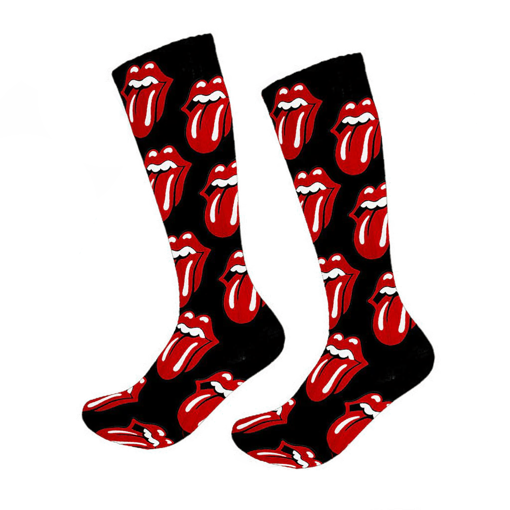 THE ROLLING STONES ALL OVER RED TONGUES SOCKS, 1 PAIR by Perri's Leathers