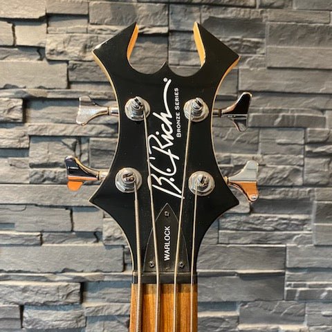 USED B.C. Rich Bronze Warlock Bass w/ Hard Case, Black by Faders Music Inc.