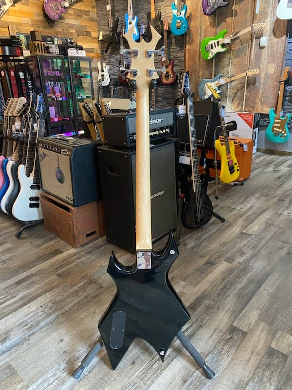 USED B.C. Rich Bronze Warlock Bass w/ Hard Case, Black by Faders Music Inc.