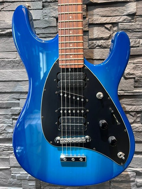 Used Ernie Ball Music Man Steve Morse Signature Electric Guitar - Morse Blue Burst w/ case by Faders Music Inc.