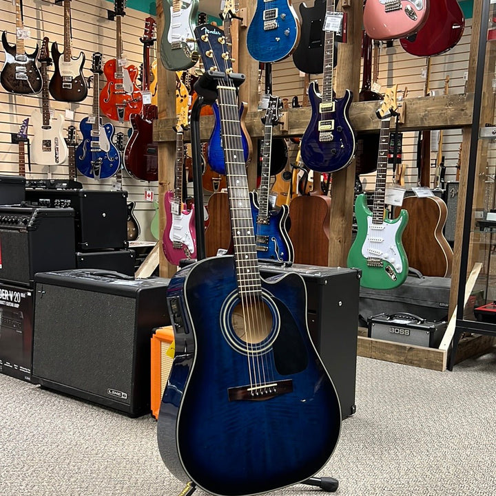 Used Fender DG22SCE BLB Acoustic/Electric Guitar w/ Cutaway Trans Blue by Used