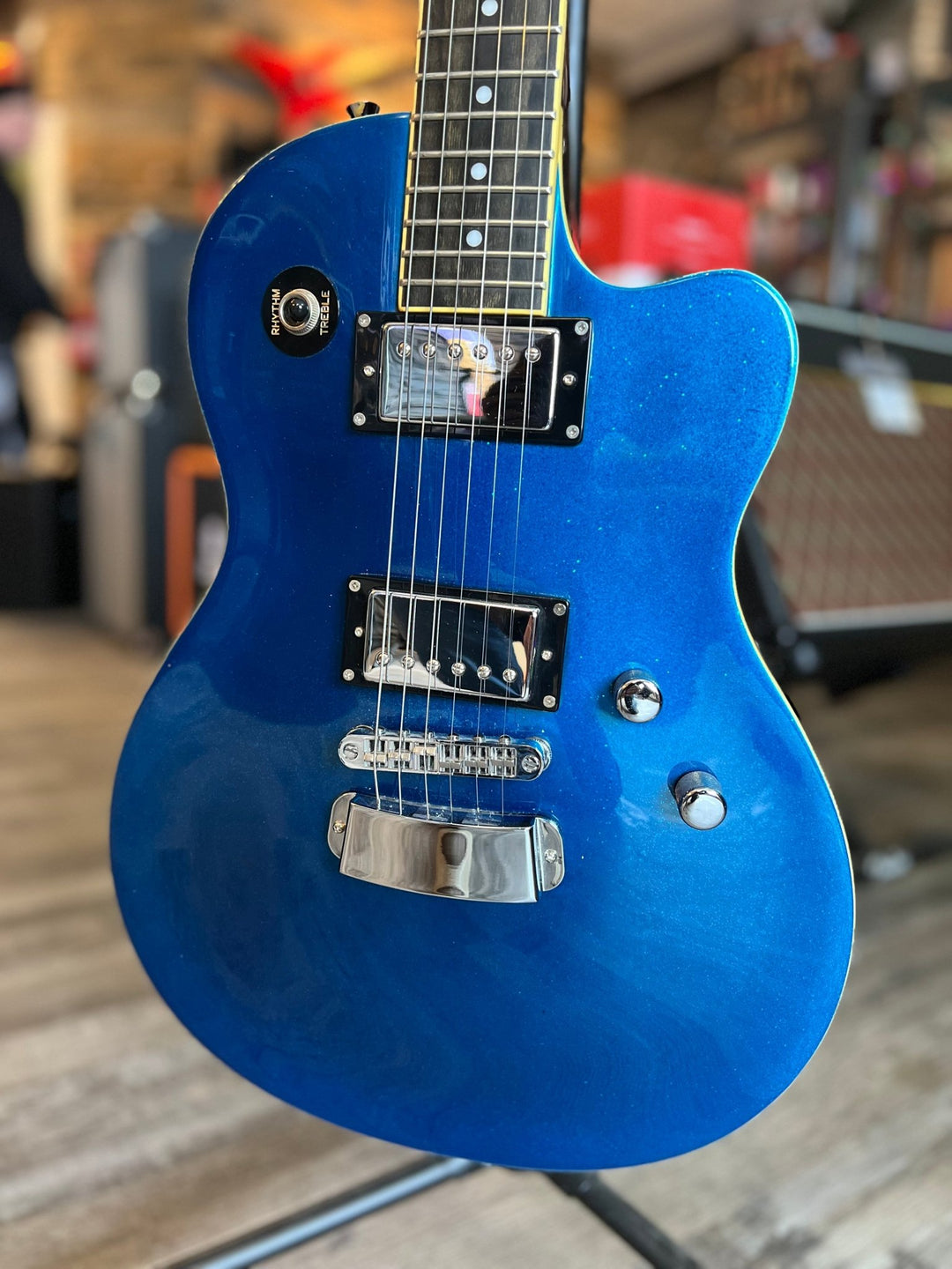 Used Hagstrom D2H Electric Guitar Sparkle Blue w/Case by Used