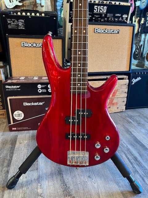 Used Ibanez GSR200 Electric Bass Guitar - Transparent Red with Gigbag by Hoshino