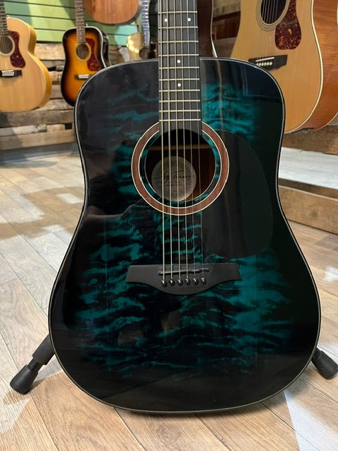 Used Jay Turser Dreadnought Acoustic Guitar, Full Size, Blue Burst Quilt by Faders Music Inc.