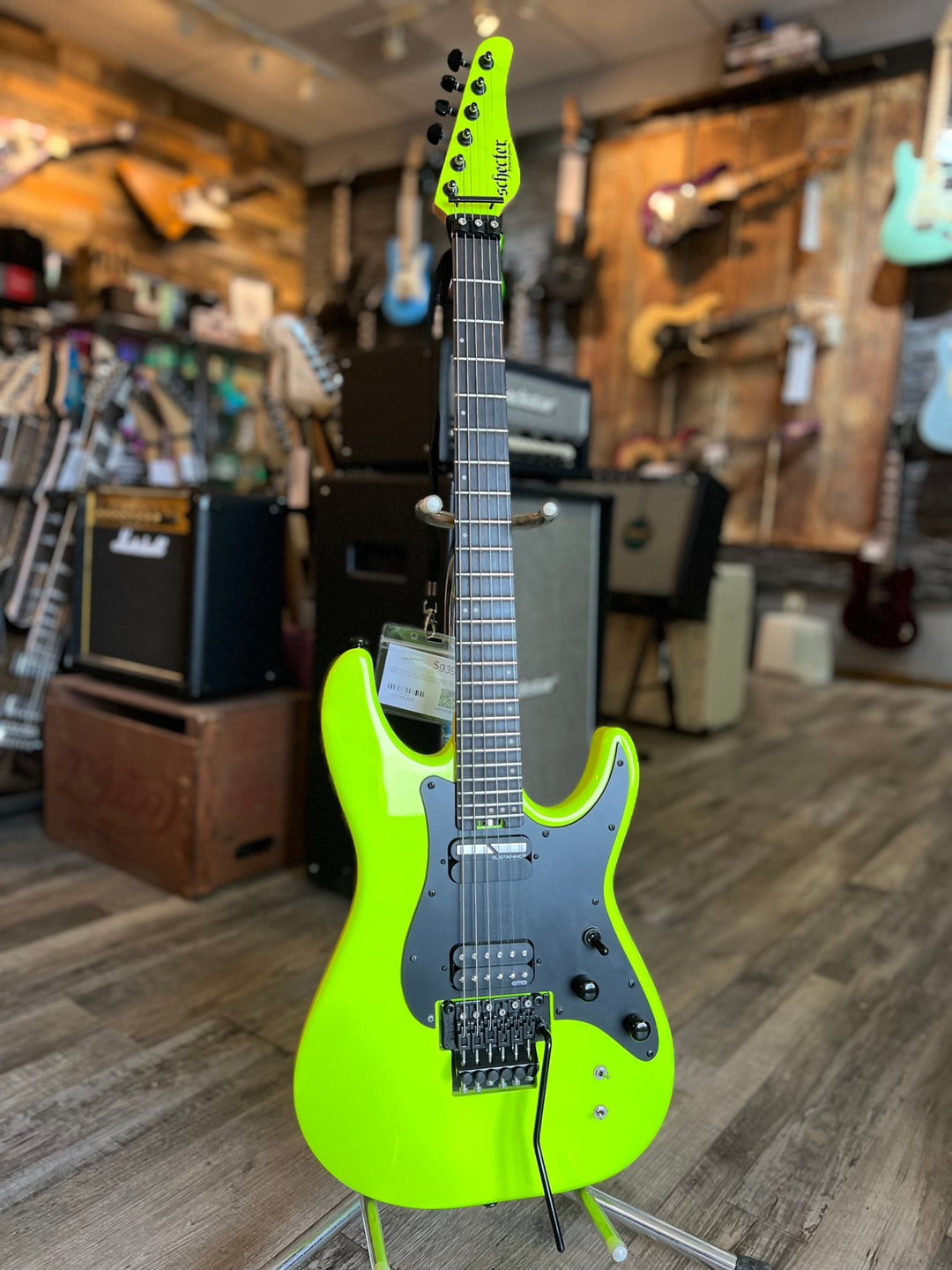 USED Schecter Sun Valley Super Shredder Electric Guitar with Floyd Rose and Sustainiac - Birch Green by Erikson Music