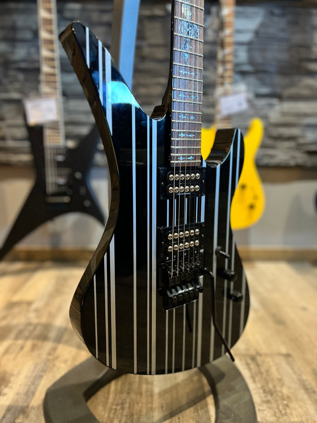 Used Schecter Synyster Gates Standard Electric Guitar - Black w/ Silver Stripes (FD) by Erikson Music