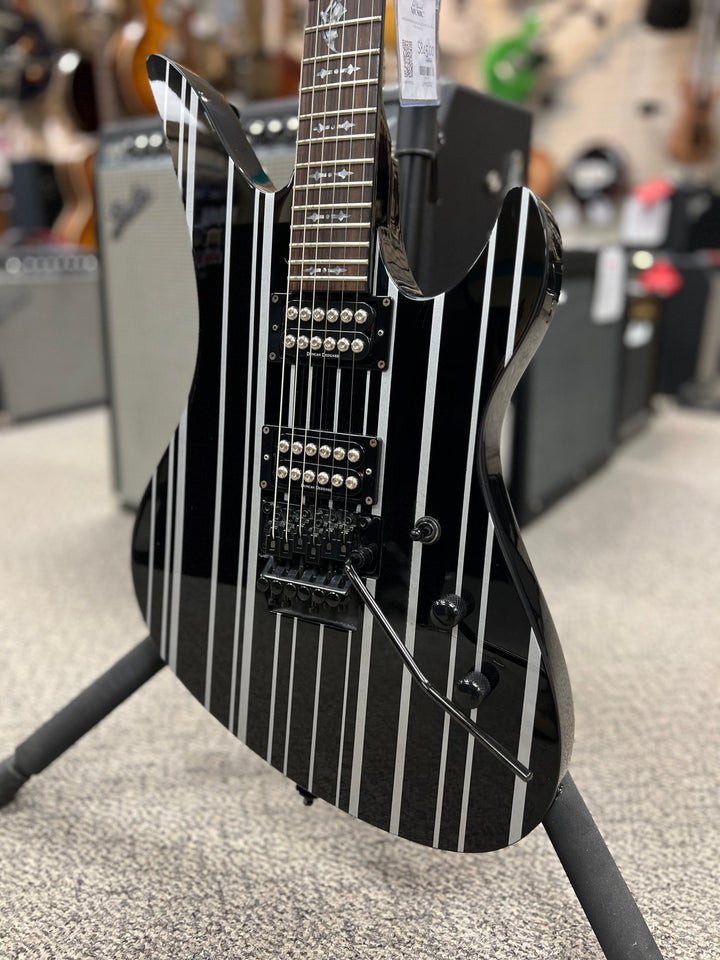 Used Schecter Synyster Gates Standard Electric Guitar - Black w/ Silver Stripes (TG) by Erikson Music