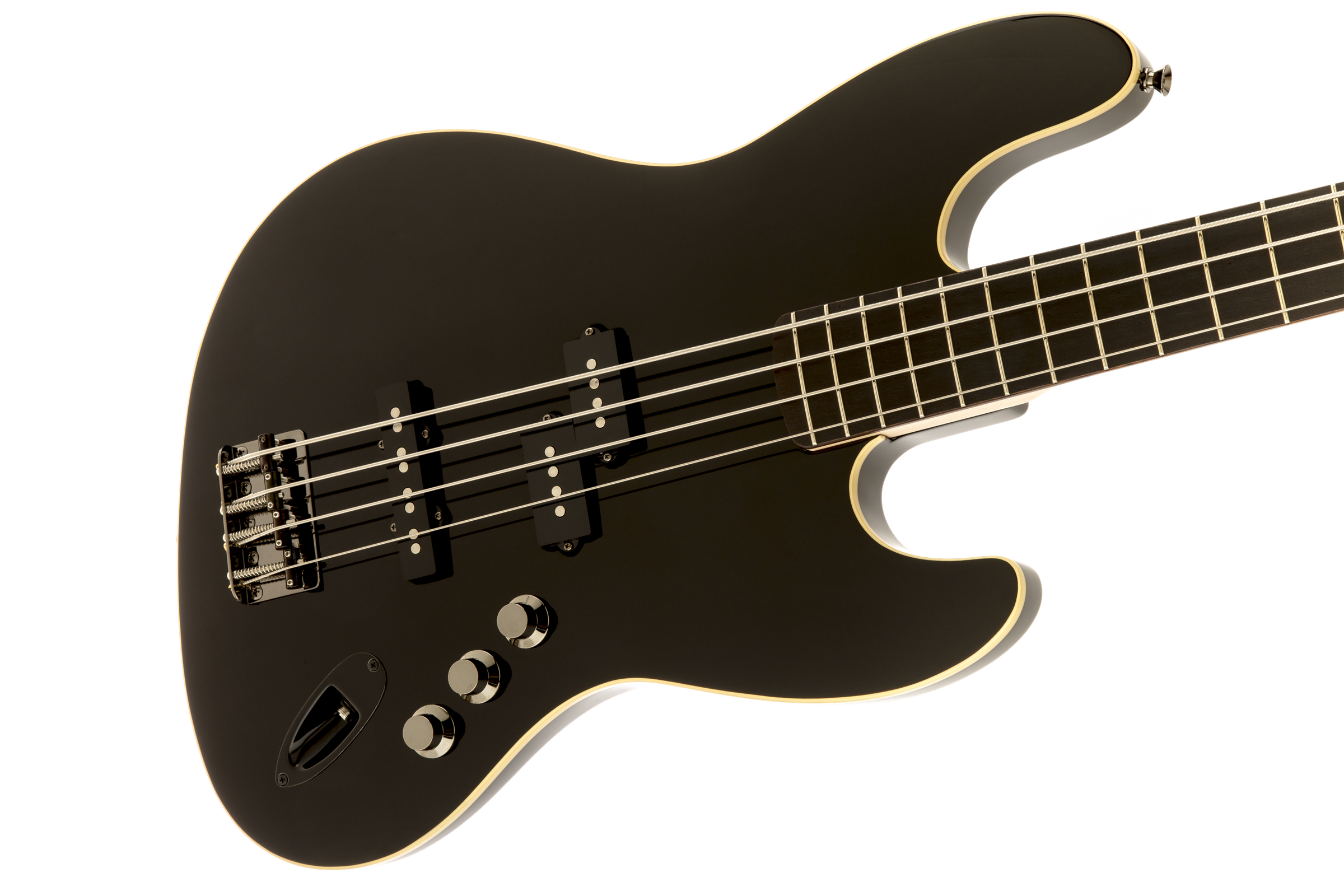 Fender Aerodyne® Jazz Bass®, Rosewood Stained Fingerboard, Black, No Pickguard