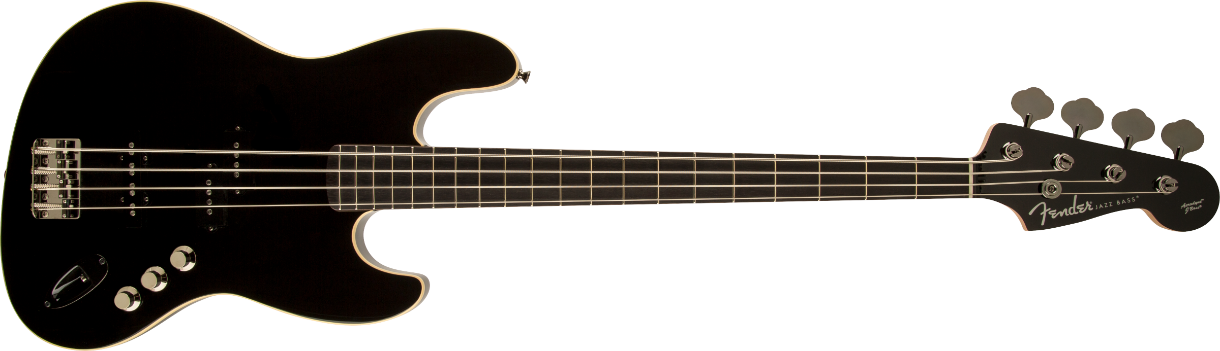 Fender Aerodyne® Jazz Bass®, Rosewood Stained Fingerboard, Black, No Pickguard