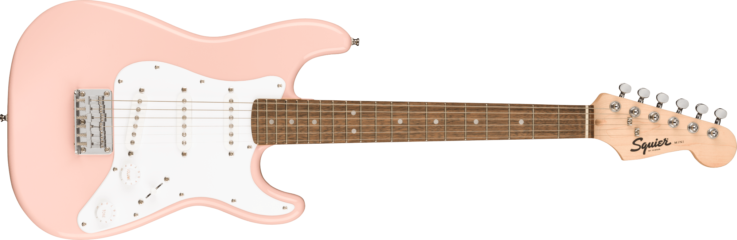 Squier Mini Stratocaster®, Laurel Fingerboard, Shell Pink