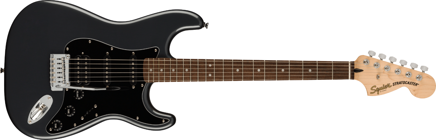 Squier Affinity Series Stratocaster HSS Pack, Laurel Fingerboard, Charcoal Frost Metallic, Gig Bag, 15G - 120V