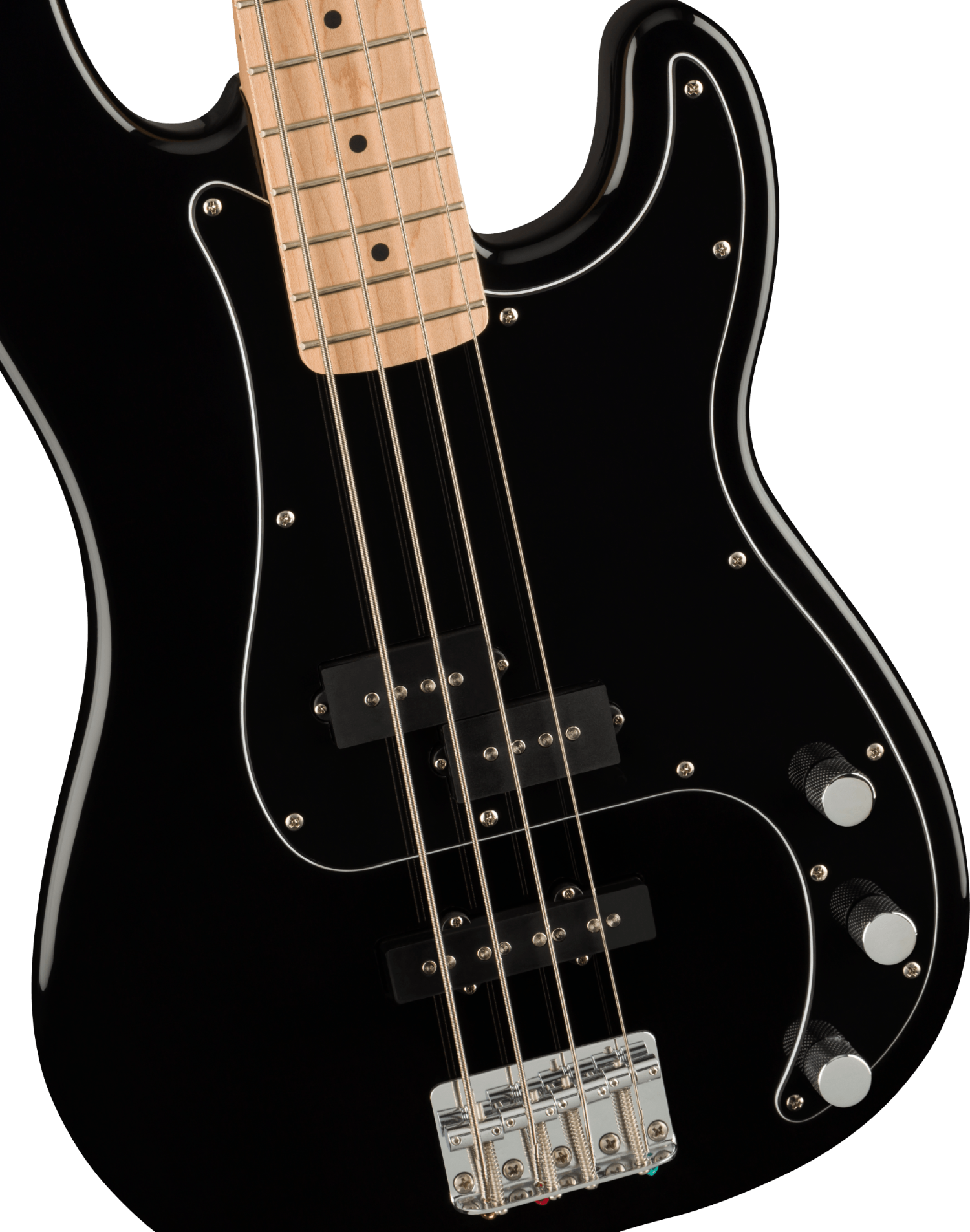 Squier Affinity Series Precision Bass PJ Pack, Maple Fingerboard, Black, Gig Bag, Rumble 15 - 120V