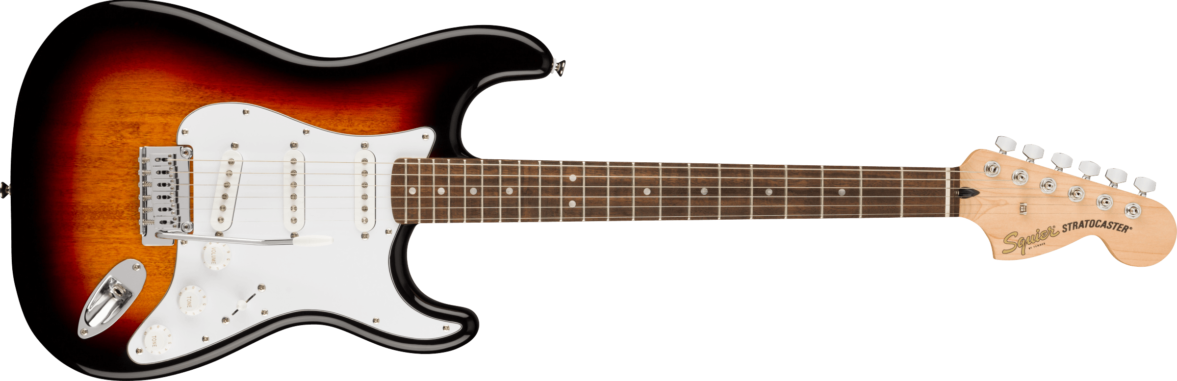 Squier Affinity Series™ Stratocaster®, Laurel Fingerboard, White Pickguard, 3-Color Sunburst