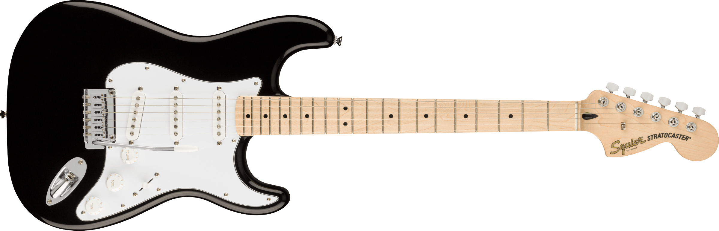 Squier Affinity Series™ Stratocaster®, Maple Fingerboard, White Pickguard, Black