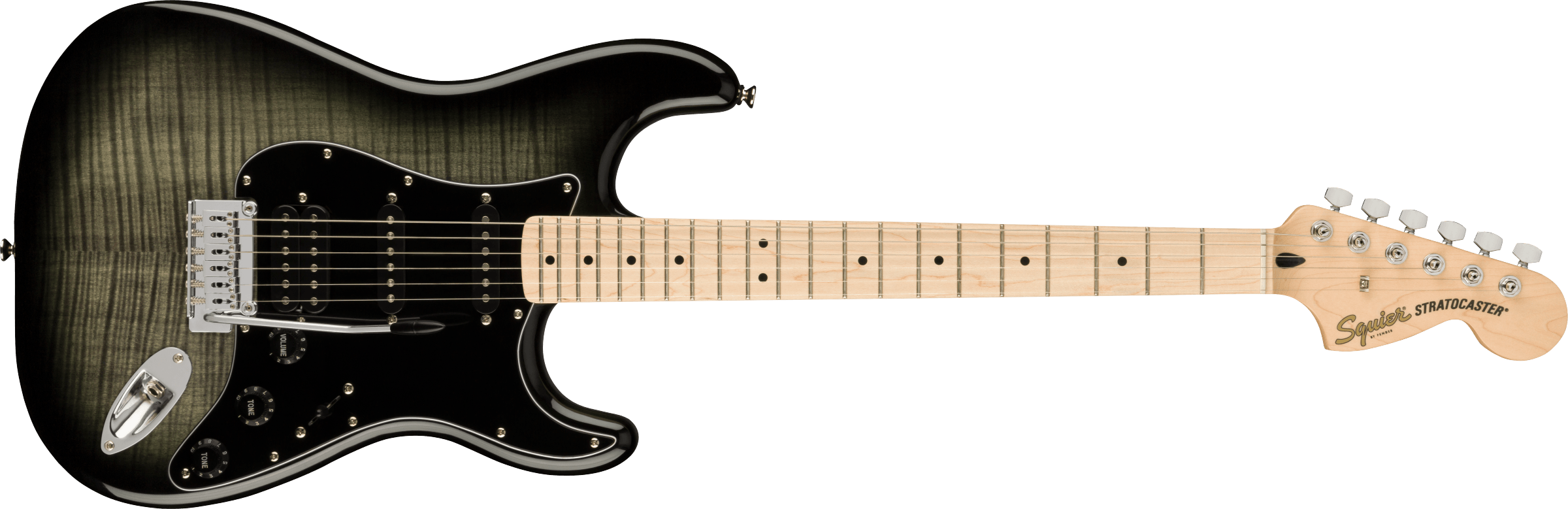 Squier Affinity Series™ Stratocaster® FMT HSS, Maple Fingerboard, Black Pickguard, Black Burst