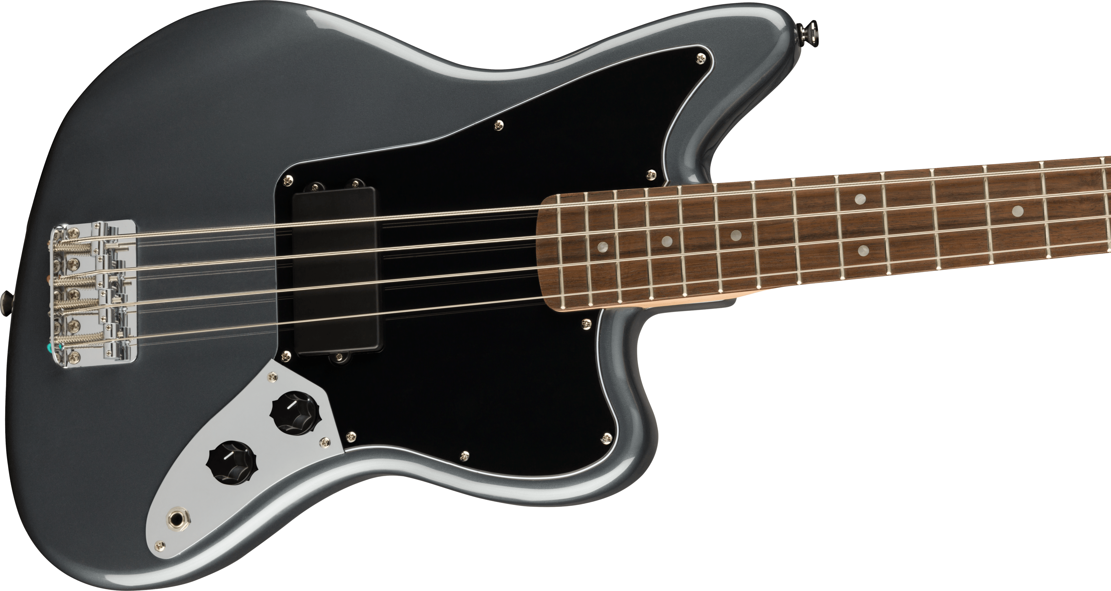 Squier Affinity Series™ Jaguar® Bass H, Laurel Fingerboard, Black Pickguard, Charcoal Frost Metallic