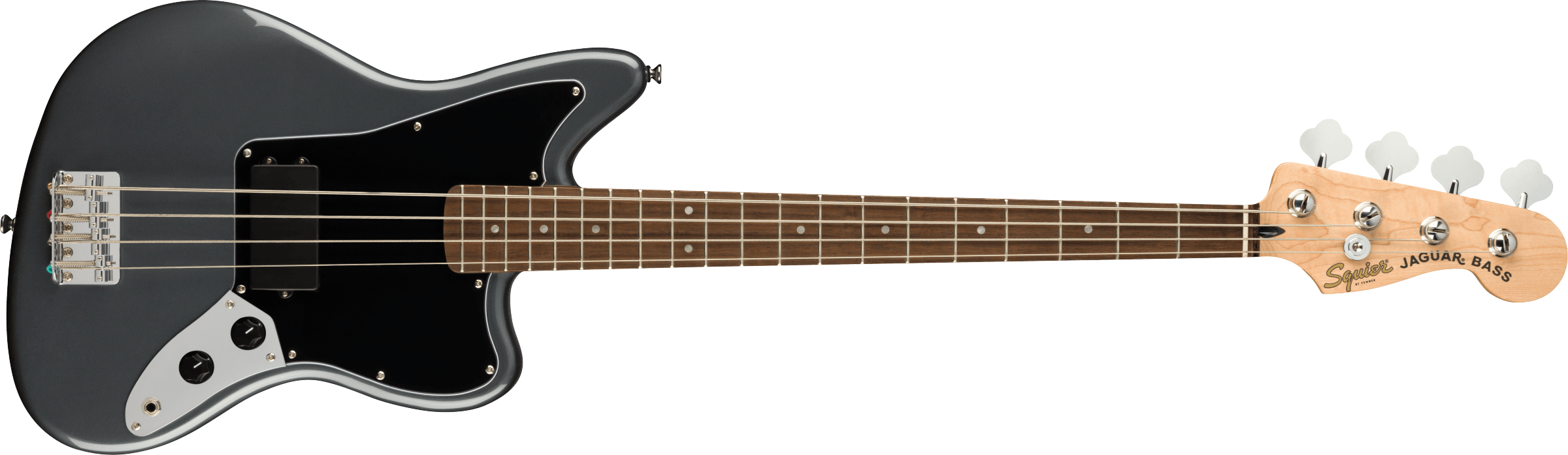 Squier Affinity Series™ Jaguar® Bass H, Laurel Fingerboard, Black Pickguard, Charcoal Frost Metallic