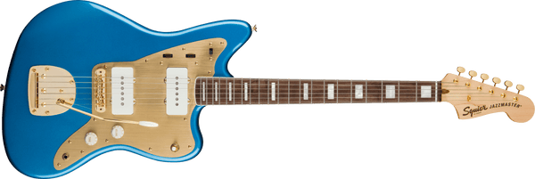 Squier 40th Anniversary Jazzmaster®, Gold Edition, Laurel Fingerboard, Gold Anodized Pickguard, Lake Placid Blue