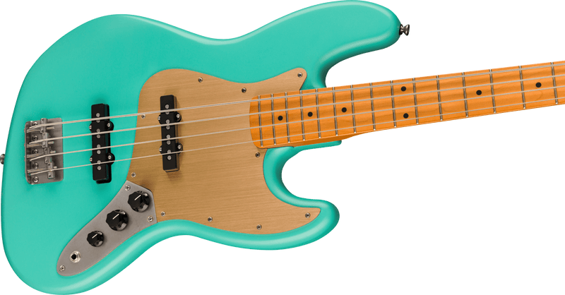 Squier 40th Anniversary Jazz Bass®, Vintage Edition, Maple Fingerboard, Gold Anodized Pickguard, Satin Sea Foam Green