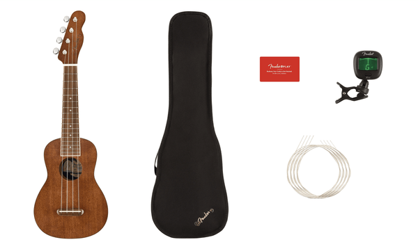 Fender Seaside Soprano Ukulele Pack, Walnut Fingerboard, Natural