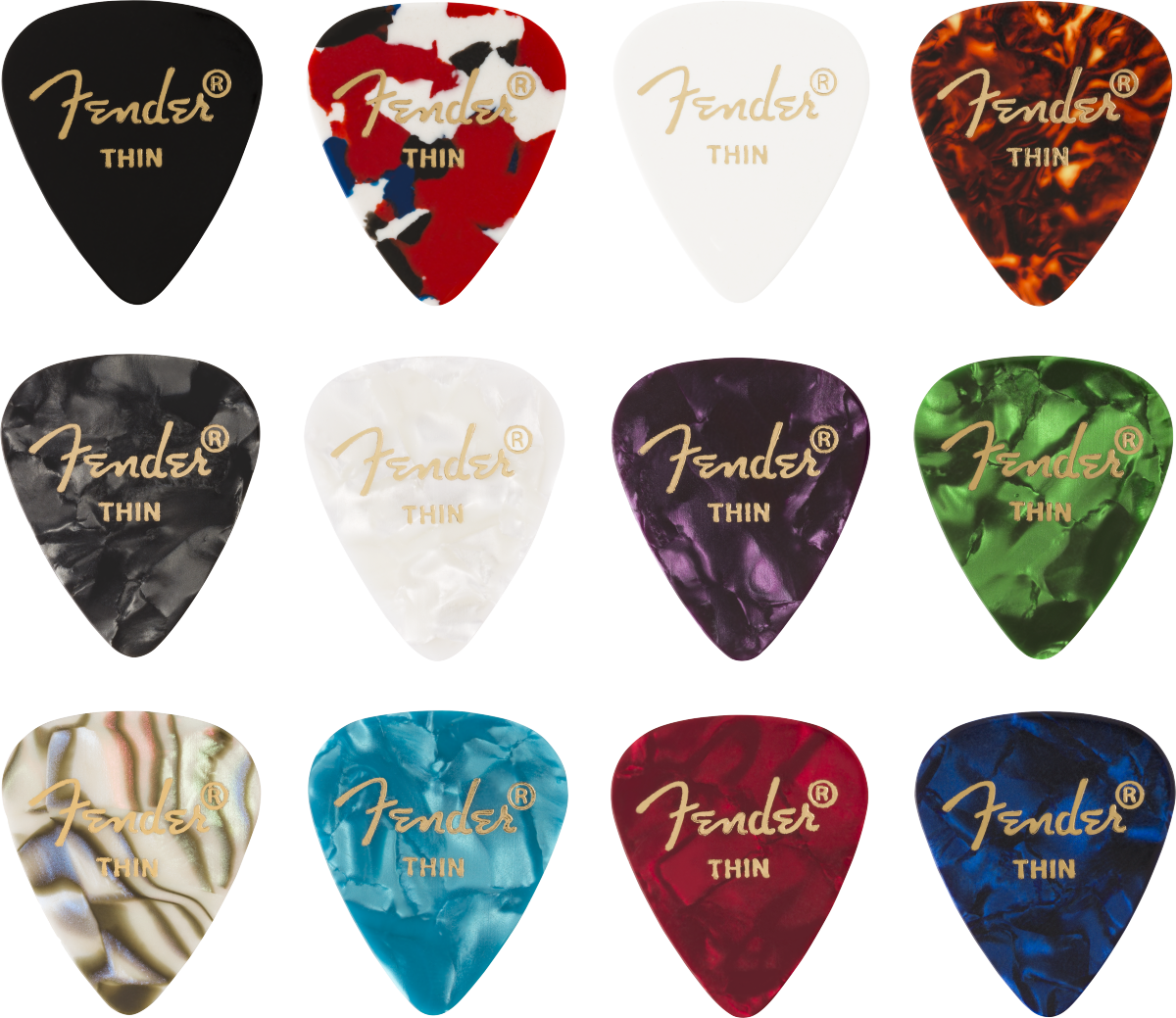 FENDER 351 CELLULOID MEDLEY, (12) PICKS