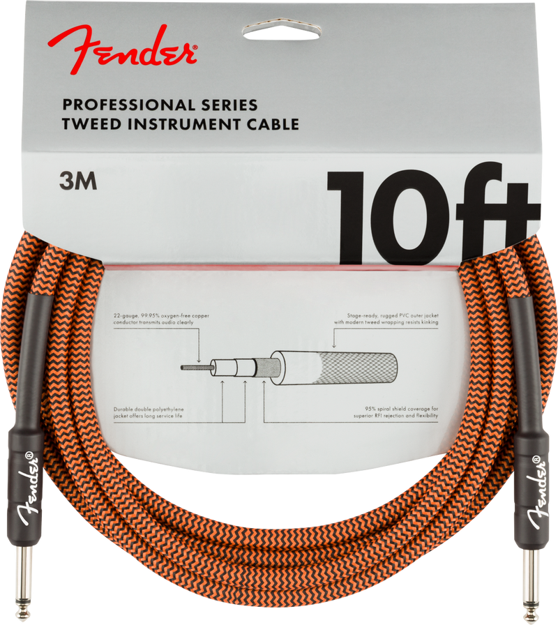 Fender Professional 10' Instrument Cable, Orange/Black Limited-Edition