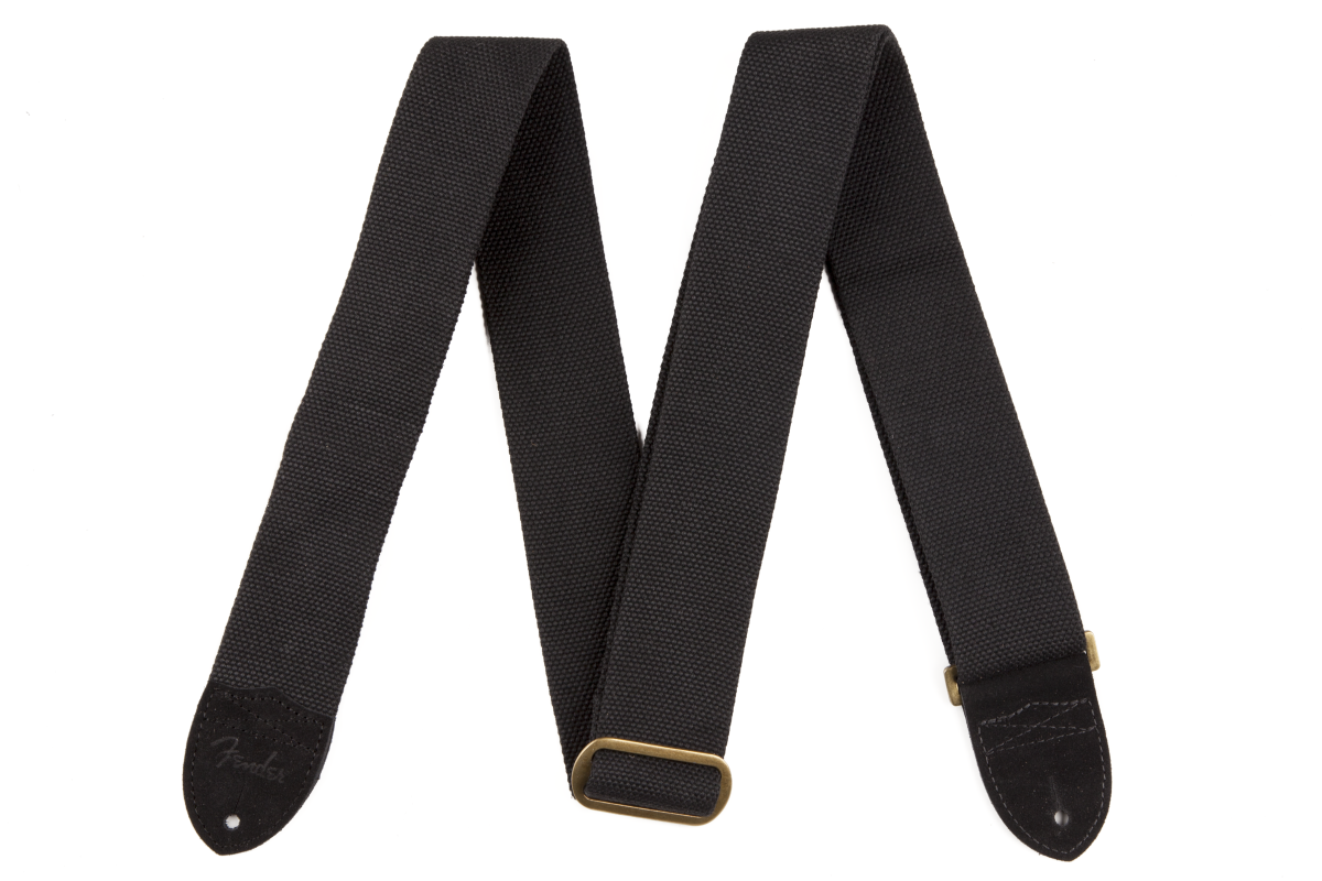 Fender® Cotton/Leather Strap, Black