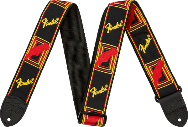 STRAP Fender® 2" Monogrammed Strap, Black/Yellow/Red