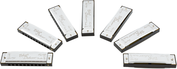 Blues Deluxe Harmonica, Pack of 7, with Case