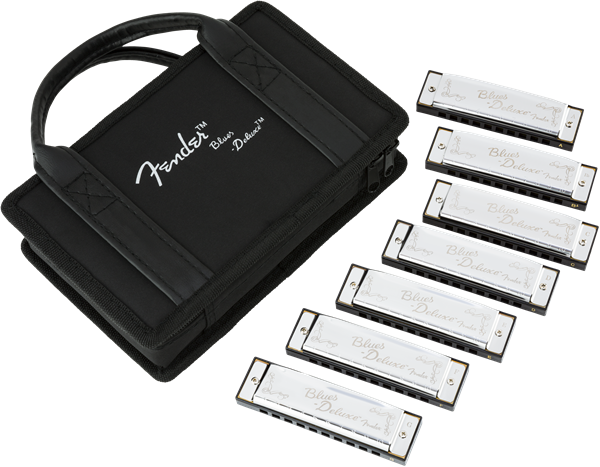 Blues Deluxe Harmonica, Pack of 7, with Case