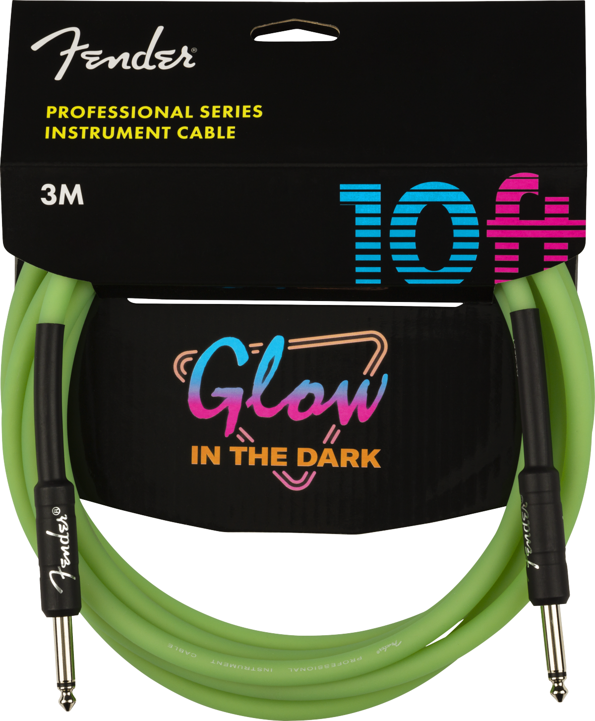 Fender Professional Glow in the Dark Cable, Green, 10'