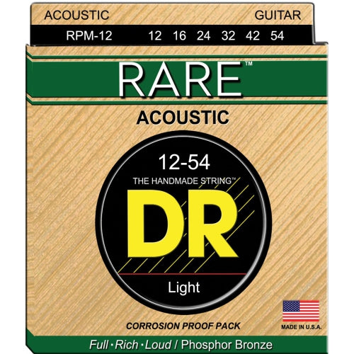 DR Strings RPM-12 Light RARE Phosphor Bronze Acoustic Guitar Strings, 12-54