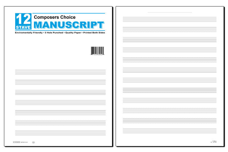 12 Stave Manuscript Pads