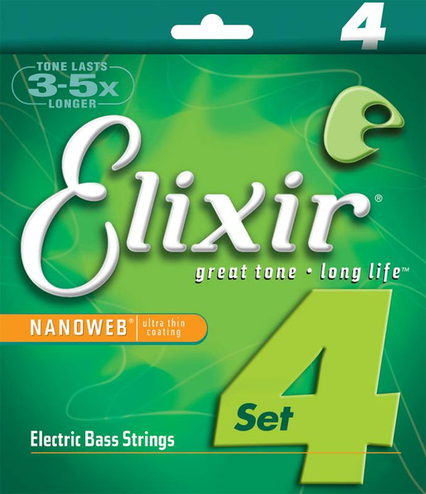 ELIXIR 4-String Light/Medium, Long Scale Electric Bass Nickel Plated Steel With Nanoweb Coating (.045 - .105)