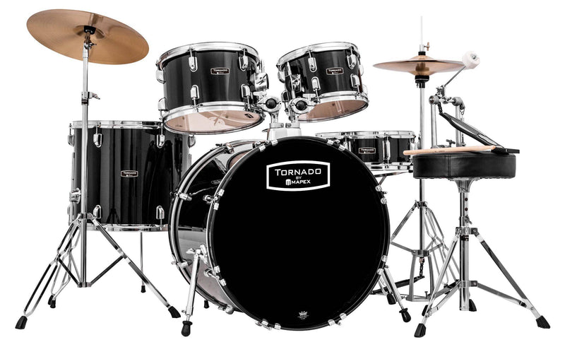 Mapex Tornado 5-Piece Drum Set with Cymbals and Hardware (20,10,12,14,14) - Black
