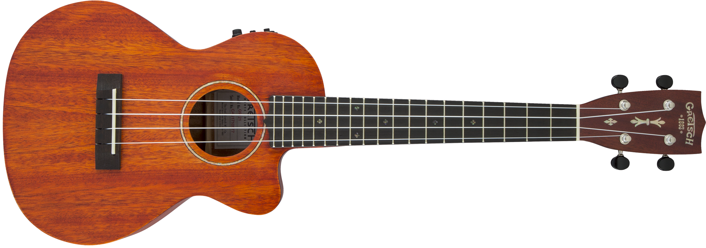 Gretsch G9121 A.C.E. Tenor Ukulele with Gig Bag, Ovangkol Fingerboard, Acoustic-Cutaway-Electric, Fishman® Kula Pickup, Honey Mahogany Stain