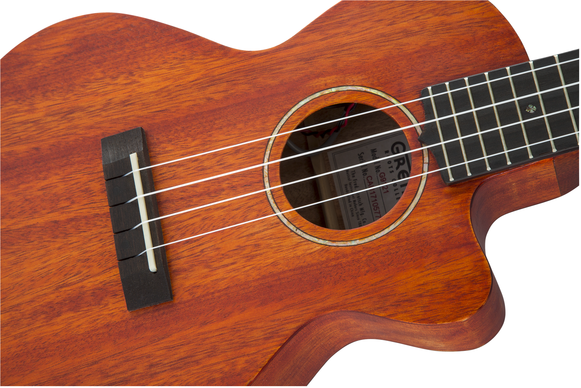 Gretsch G9121 A.C.E. Tenor Ukulele with Gig Bag, Ovangkol Fingerboard, Acoustic-Cutaway-Electric, Fishman® Kula Pickup, Honey Mahogany Stain