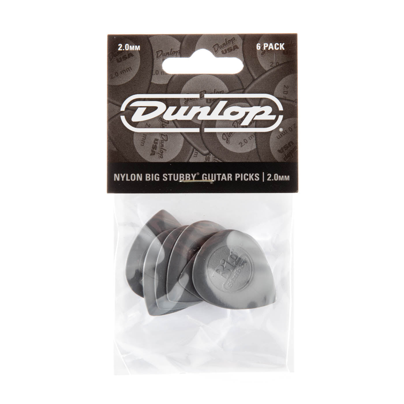 Dunlop 2.0mm Nylon Big Stubby® Guitar Pick (6/pack)