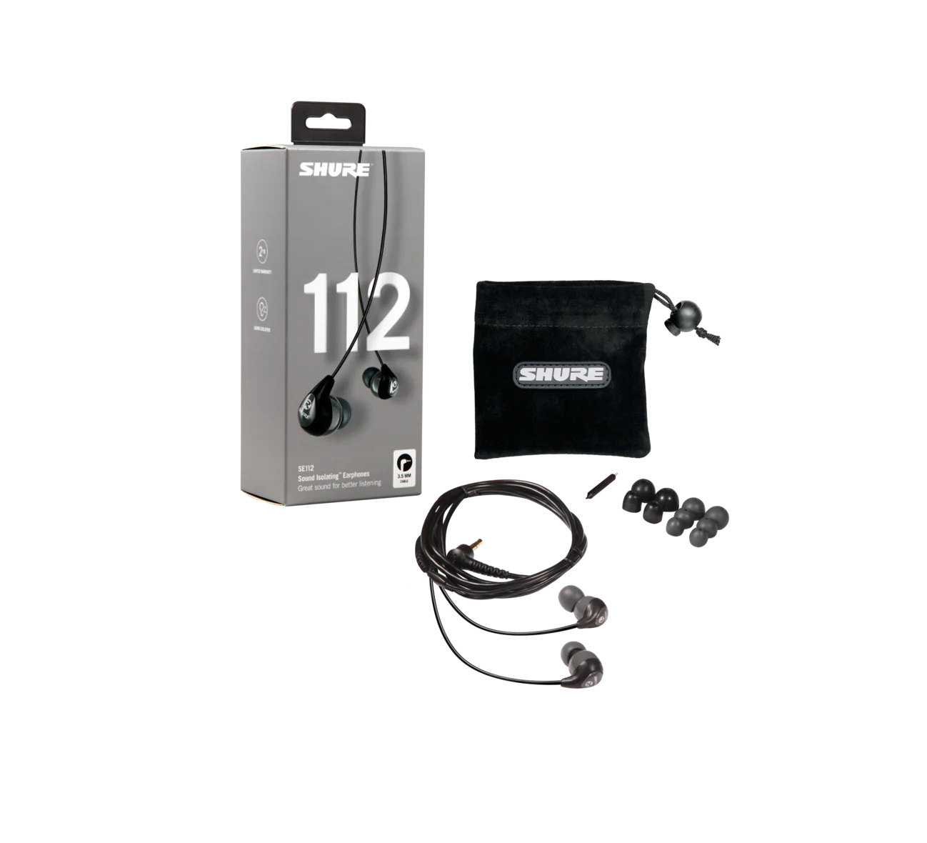 Shure SE112-GR Sound Isolating Earphones, Gray