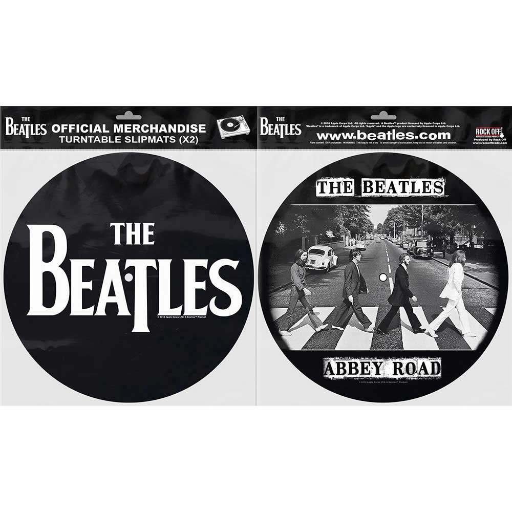 THE BEATLES TURNTABLE SLIPMAT SET: DROP T LOGO & ABBEY ROAD