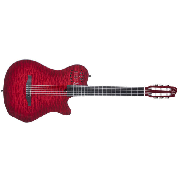 Godin ACS Grand Concert Quilted Maple Classical-Electric Guitar Trans Red