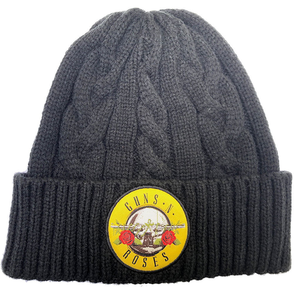 GUNS N' ROSES UNISEX BEANIE HAT: CIRCLE LOGO (CABLE KNIT)